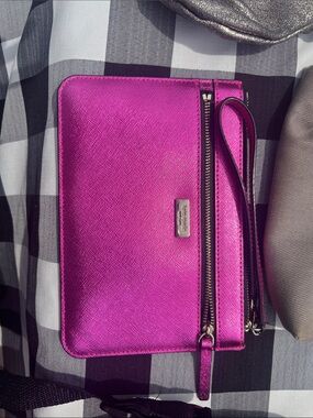 kate spade Metallic Hot Pink Wristlet Clutch